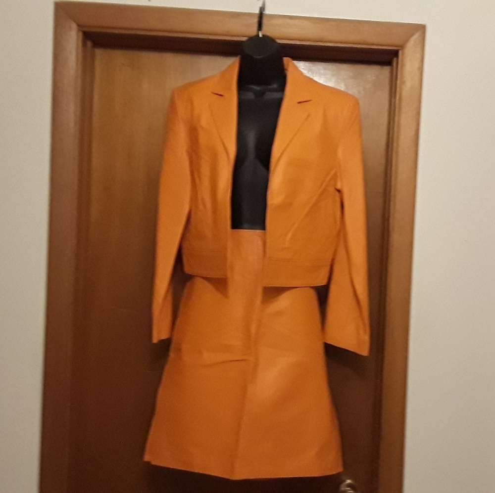 Leather jacket & skirt set